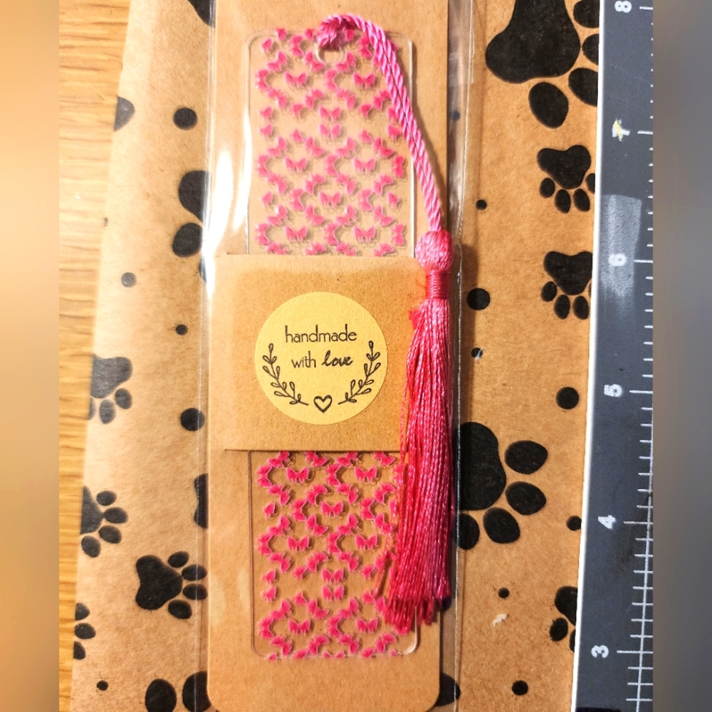 Handmade Pink Bow Bookmark with Tassel
